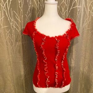Dana Pisarra ( Italian designer) fun, red, short sleeve tee. Size M. Never worn!